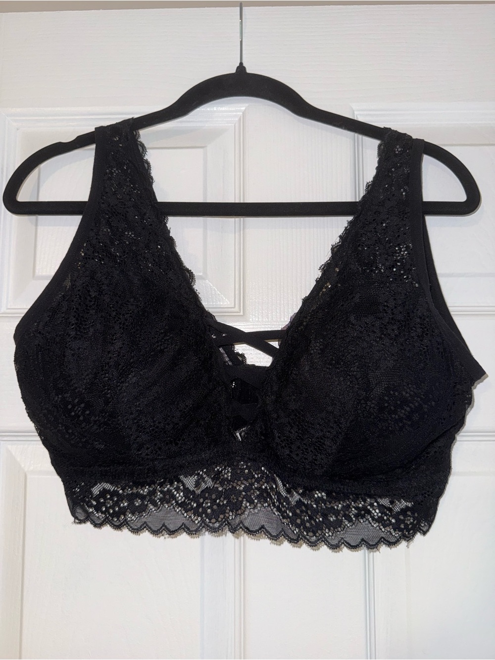 Cato Black Lace Lace-Up Bralette